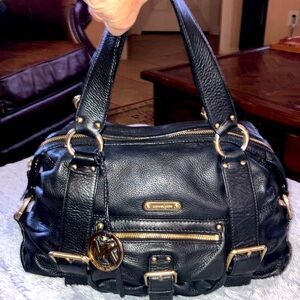 Michael Kors vintage Black pebble leather Satchel with gold hardware